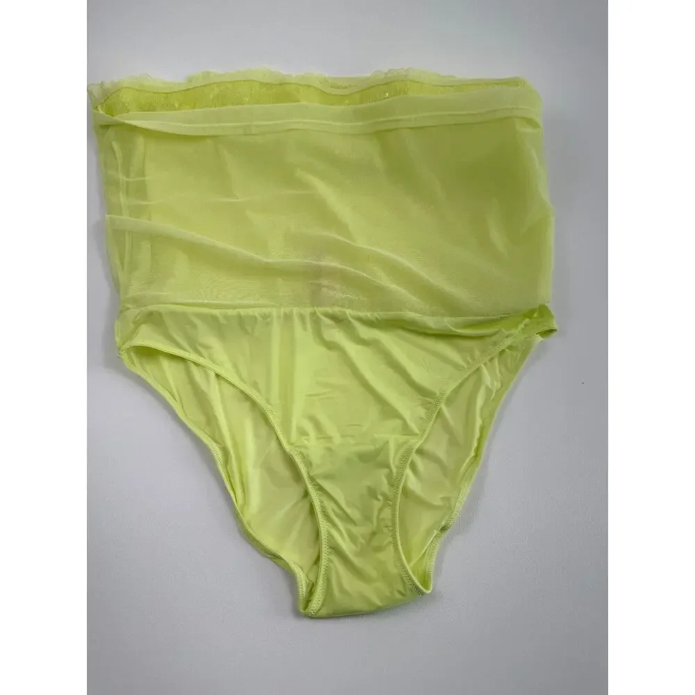 Victoria's Secret Sequin Neon Yellow Mini Skirt w/Built-in Panties  Size L - Picture 5 of 8